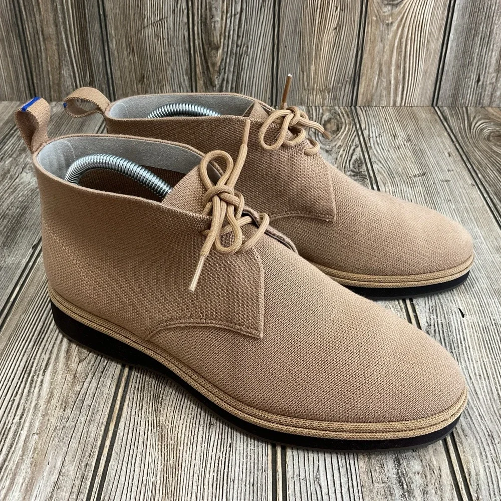 Rothy's Chukka Lace Up Textile Casual Fashion Boots Khaki Tan Men's Size 8.5